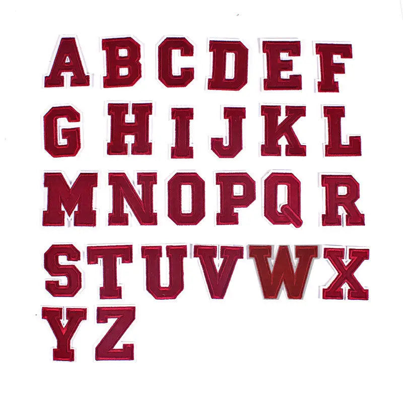 New Wine Red Burgundy Handmade Iron-On Embroidery PVC Eco-Friendly Letter Patches for Clothing Hats