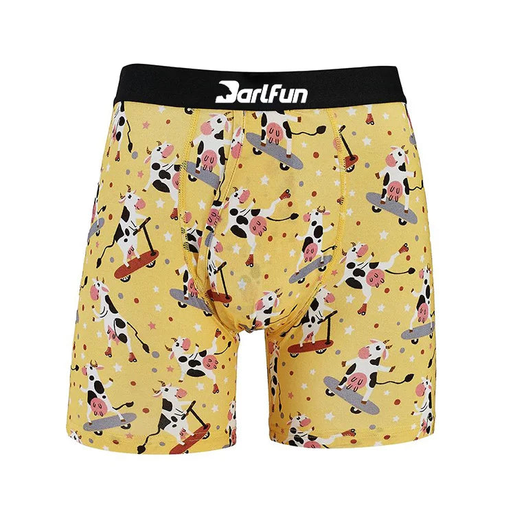 Fashion Designer Men's Sport Boxer Briefs Animal Print Breathable Eco-Friendly Polyester Spandex Underwear for Adults