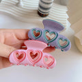 7.5cm Pink Blue Color Acetate Hair Claw Clip Cute Three Hearts Hair Accessories for Women Girls
