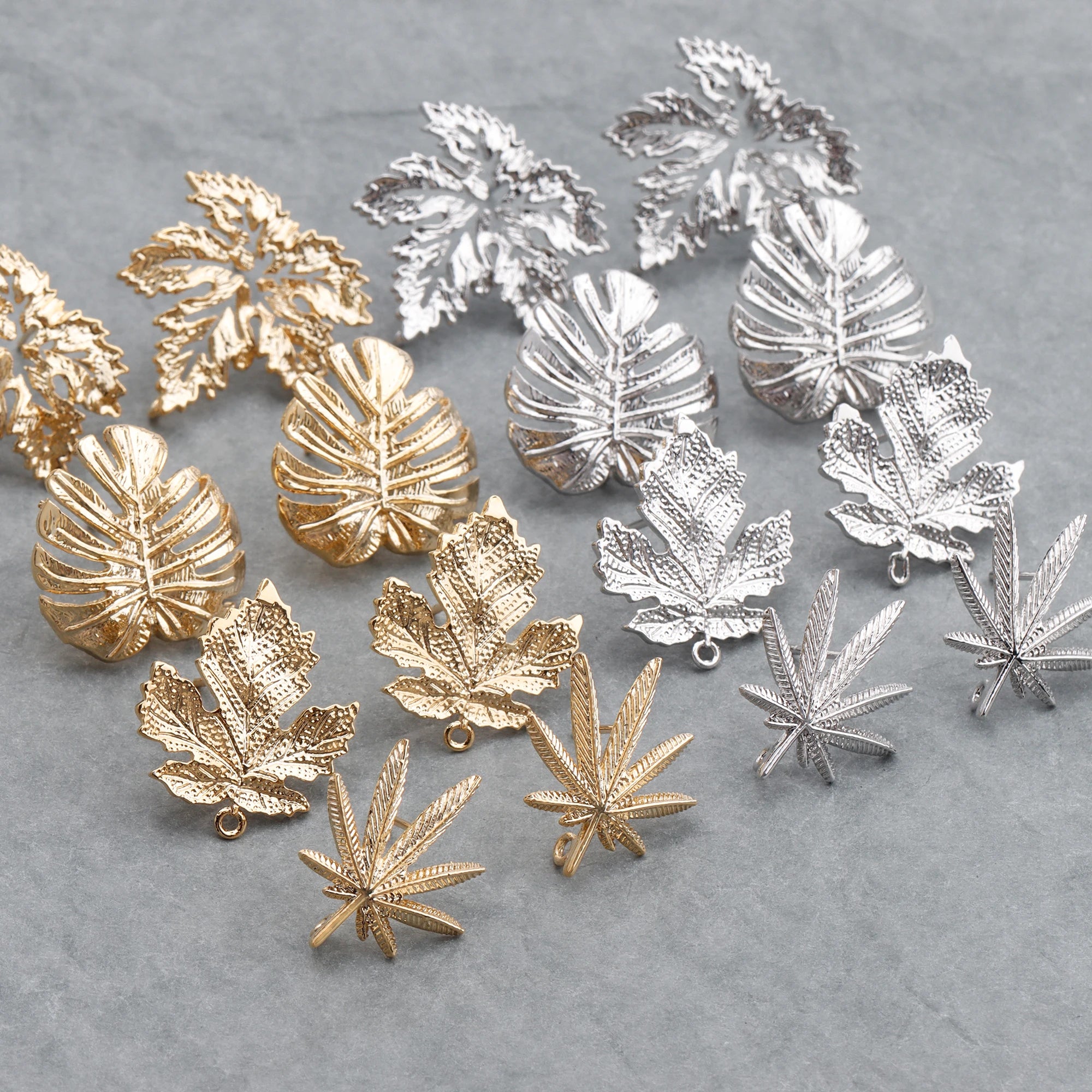 M696 10 Pcs/lot  Leaves Shape 18K Gold Plated Jump Ring Diy Earrings Pendant Jewelry Making Accessories
