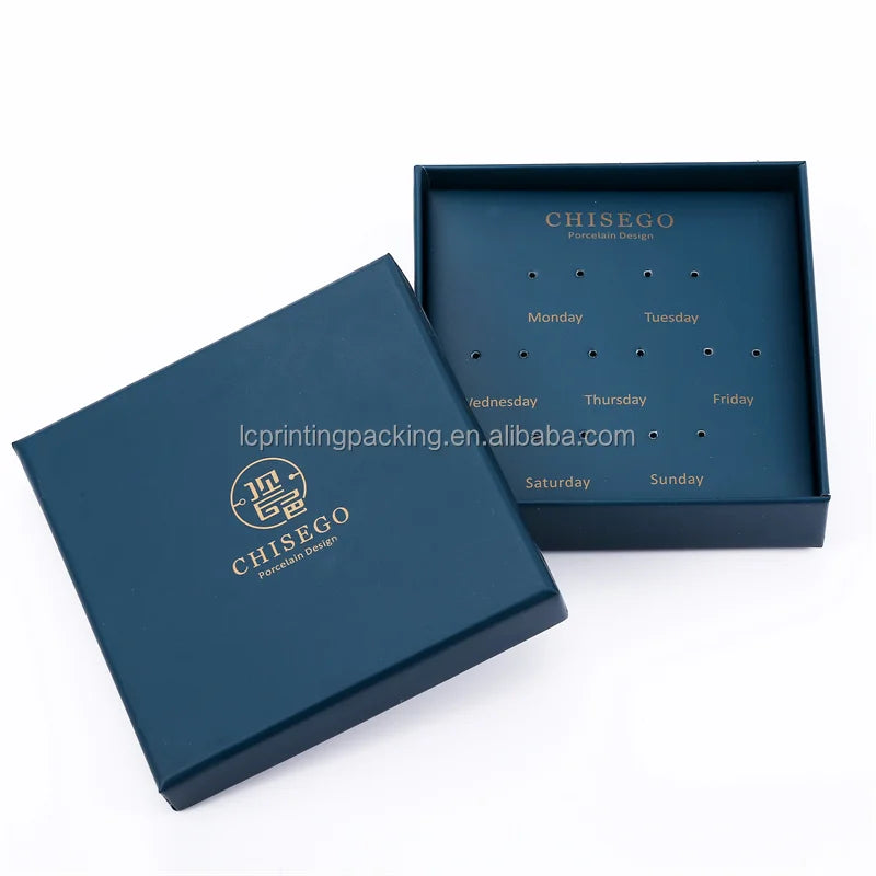 Elegant Color Personalized Jewelry Cardboard Paper Packaging Box for Necklace 7 Pair Earring Gift Box
