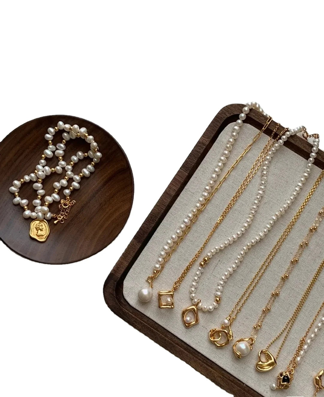 Pearl Necklace Geometry Pendant French Original Design New Style for Women Jewelry