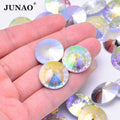 JUNAO 6mm-25mm Round Rivoli Strass Gemstones Pointback Acrylic Diamond Crystal AB Rhinestones for DIY Clothes