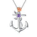 New Arrival Hot Sale Rose Flower Necklace Diamond Anchor Pendant Necklace for Women