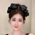 Black Satin Hair Barrettes Clip for Women Large Pearl Bow Hair Headwear French Barrette Bowknot Hairpin