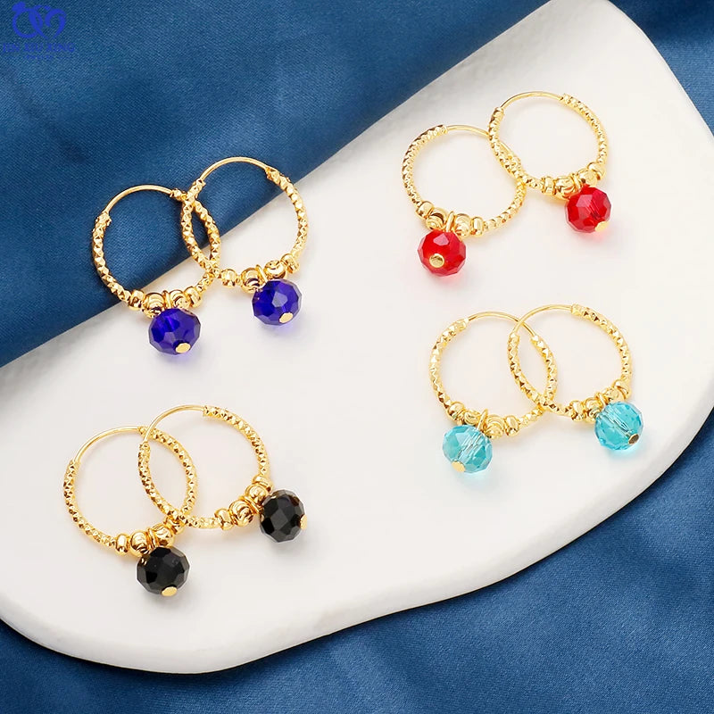JXX 2025 Luxury INS Multicolor Dangling Drop Hoop Earring Cute Naughty Style Big Zircon Hoop Earrings for Women Jewelry