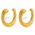 Minimalist Hypoallergenic 18K Gold Plated Stainless Steel Jewelry Waterproof Ear Clips Irregular Circle Ear Cuff Earrings YF4097