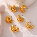 2024 New 18k Gold Plated Hypoallergenic Stainless Steel Vintage Geometry C Shape Earring for Women Waterproof Jewelry for Gift