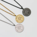 Vintage Women's Stainless Steel 7 Archangels Amulet Pendant Necklace Rune Summon Magic Circle Seal Tag for Christian Gift