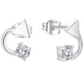 Wholesale Trendy Fine Rhodium Plated Women's Earrings Jewellery Geometric Triangle Sterling 925 Silver Stud Earrings