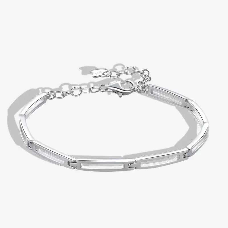 Square Plaid Clip Hip Hop Trend Rhodium Plated 925 Silver Zircon Classic Women's Bracelet Wedding Gift Party