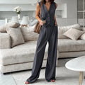 Enyami Hot Sale Wholesale New Arrival Suits Ladies Formal Two Piece Summer Set Cardigan Fashion Loose Pants Two-piece Set
