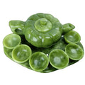 Chinese Traditional Handcraft Jade Teapot With 6 Cups and 1 Jade Plate Set Collectible Jade Teapots & Tea Sets
