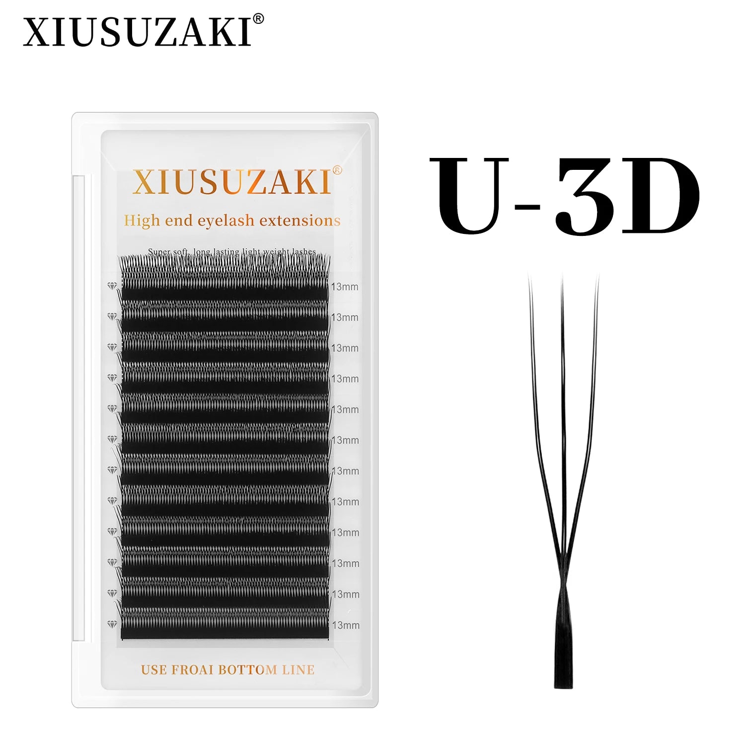 XIUSUZAKI Private Label 8-15mm D Curl Natural Eeylash Extension Clover 3D W Shape U-3DW Lash Extension