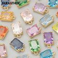 MD44 2pcs/lot 18k Gold Plated Copper Charms DIY Pendants Jewelry Findings Crushed Ice Cutting Zircon Accessories Metal for