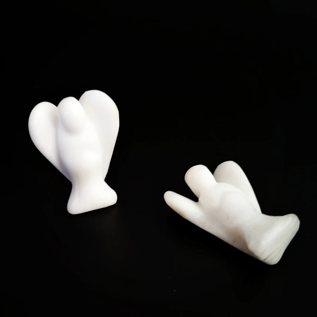Huiying Chinese Home Decoration Life 1.5 inch Size small white jade Stone angel Statues Crafts