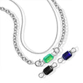 Boho Vintage 18K Gold Plated 316L Stainless Steel Zircon Geometric Double Layer Pendant Necklace for Women Daily Wear