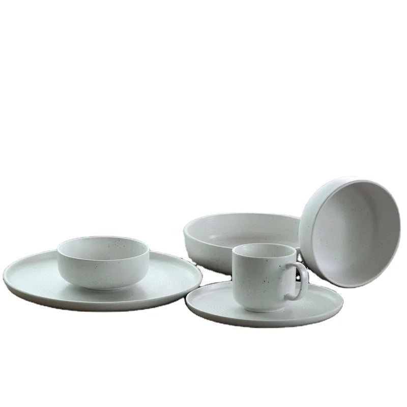 Japanese Style Matte White Glaze Ceramic Tableware Porcelain Dinnerware Set for Home Use