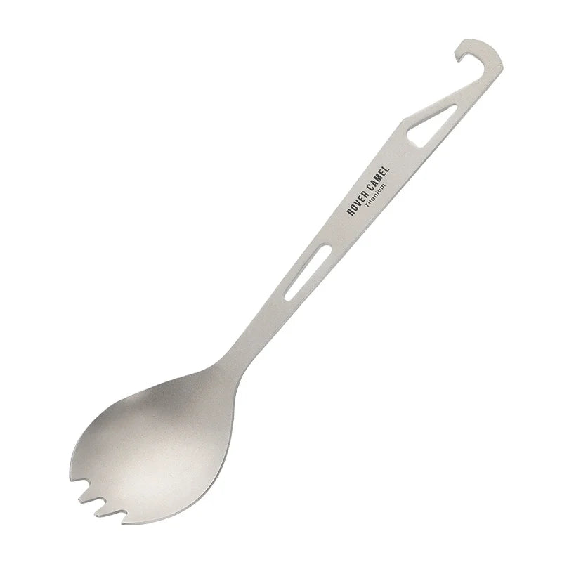 Camping Spork Titanium Picnic 3 in 1 Multifunction Outdoor Camping Custom Spoon/Spork with Bottle Opener Titanium Spoon