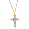 2022 Trendy Cross Jewelry 18K Gold Plated Cubic Zircon Cross Chain Necklace Christian Jewelry
