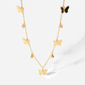 Waterproof Jewelry 18K Gold Plated butterfly Necklaces Stainless Steel butterfly Pendant Necklace for Women Acero Inoxidable