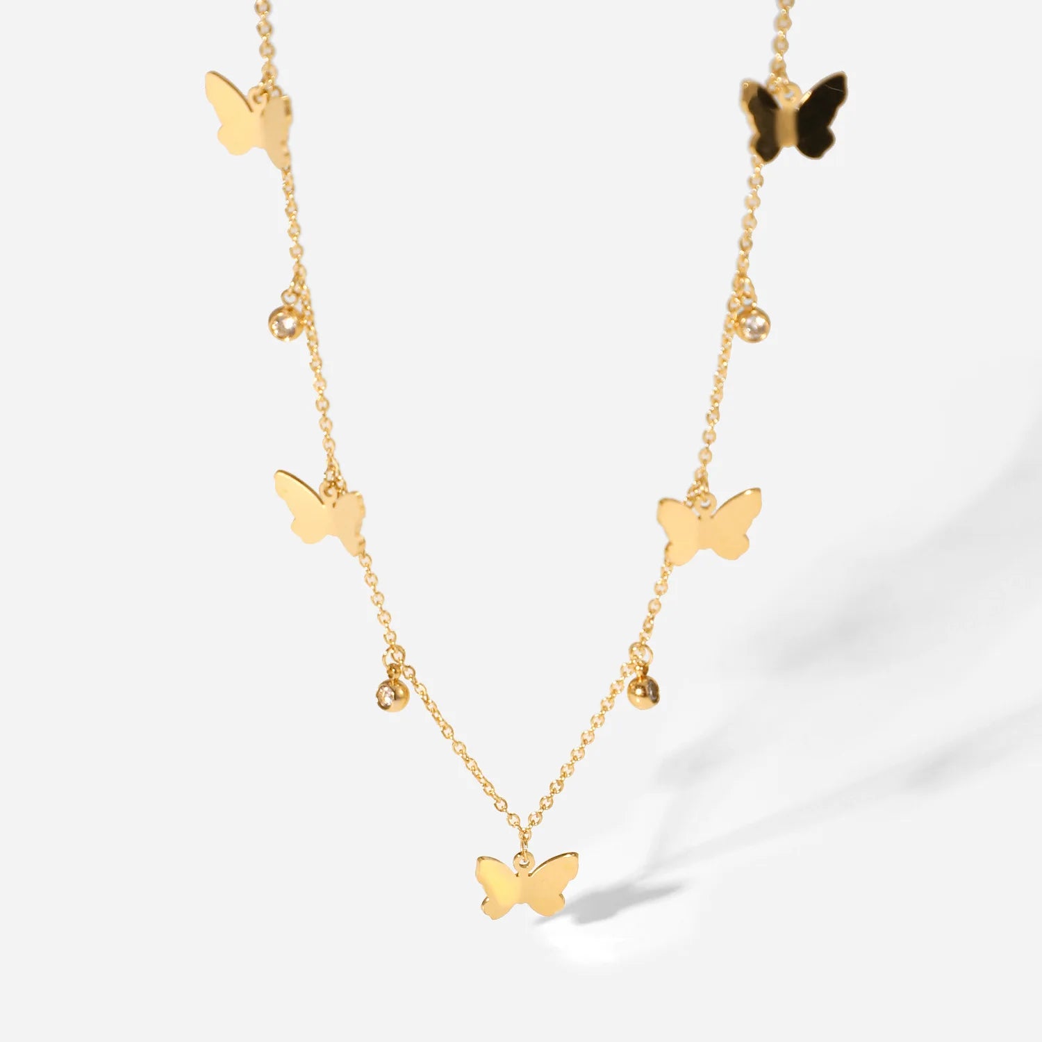 Waterproof Jewelry 18K Gold Plated butterfly Necklaces Stainless Steel butterfly Pendant Necklace for Women Acero Inoxidable