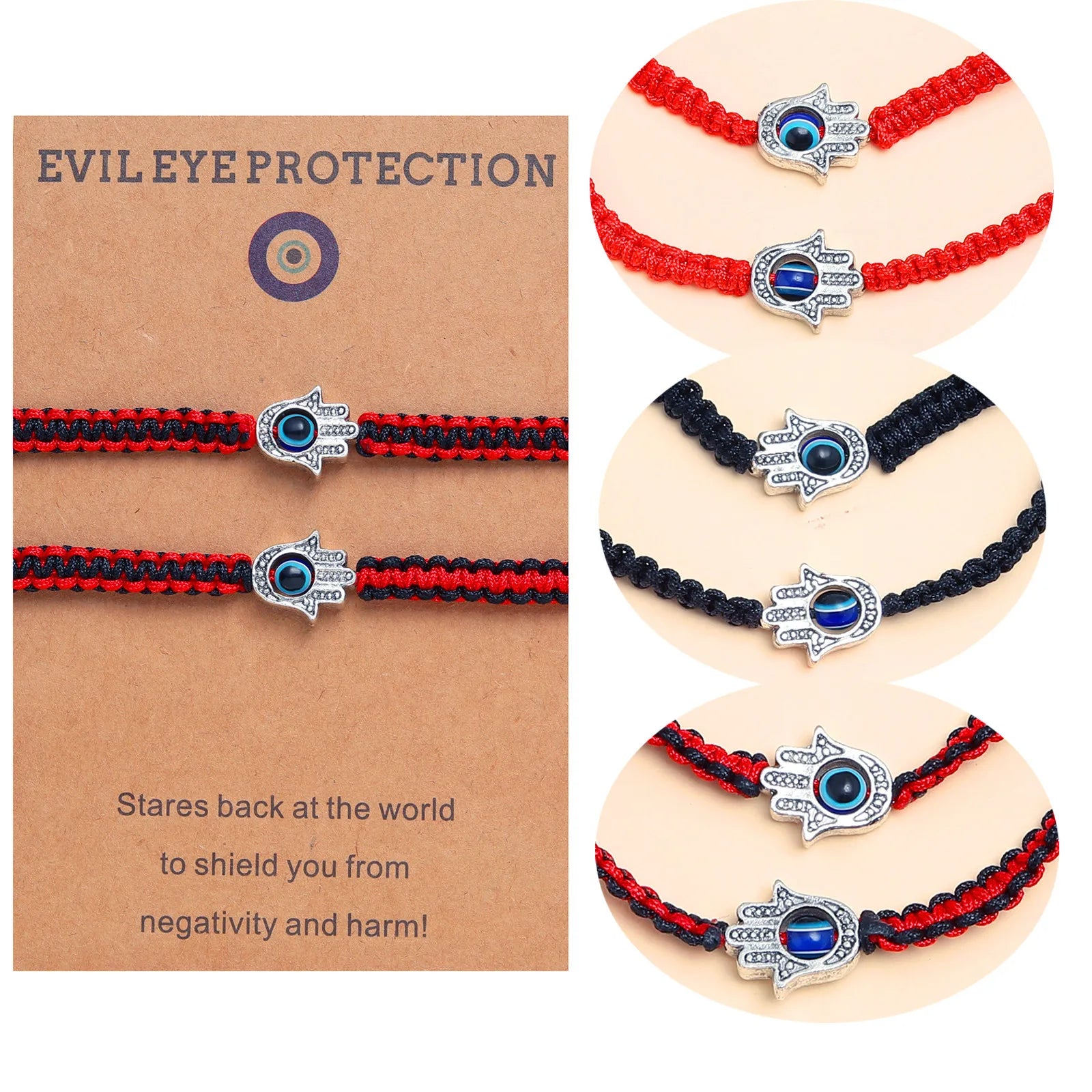 G2509 Wholesale Pulsera De Mal De Ojo Woven Handwoven Hamsa Fatima Hand Devil Eye Bracelet Fashion Jewelry Bracelets & Bangles