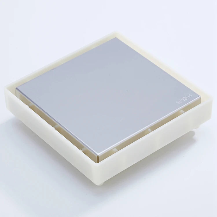 HF Wholesales 304 Stainless Steel 130mm 5 Inch ABS Plastic Tile Insert Floor Traps Invisible Bathroom Floor Trap Shower Drain