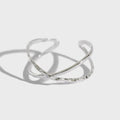 Two Layers Simple Cross Design S925 Sterling Silver Fashion Open Adjustable Wholesale Rings for Women JT068