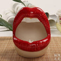 China Sell Creative Personality Ceramic Cigar Smoking Ashtray Home and Office Use Cute Fashion Design Mouth Lips Cigar Ashtray