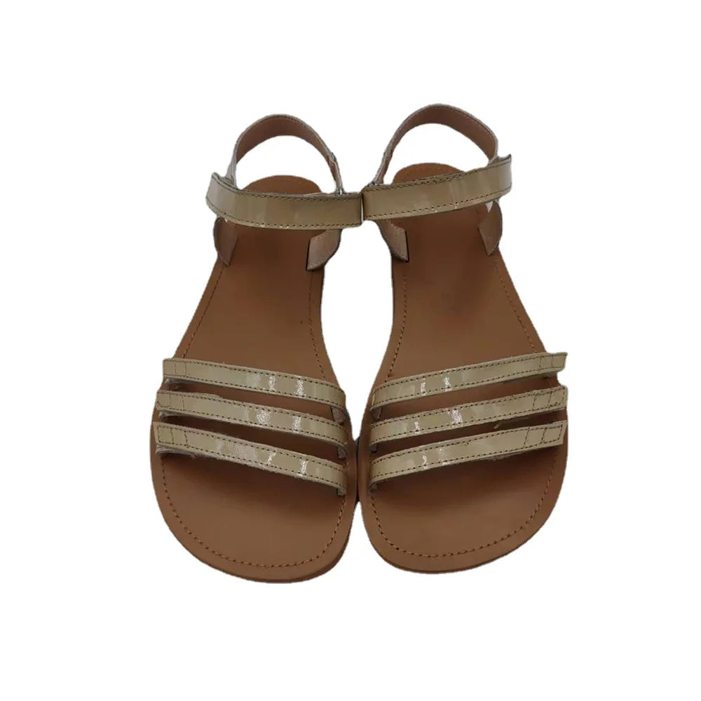 TipsieToes Women's Genuine Leather Casual Slip-On Flat Slides Barefoot Daily Life Cream Spring Breathable