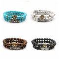 Fashion Gemstone Chakra Stone Prayer Bead Bracelet 2Pcs Friendship Jewelry Bracelets for Love Women Men