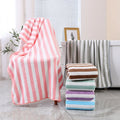 Wholesale Coral Velvet Quick Dry Soft Stripe Absorbent 70x140 CM Microfiber Bath Towel for Adult