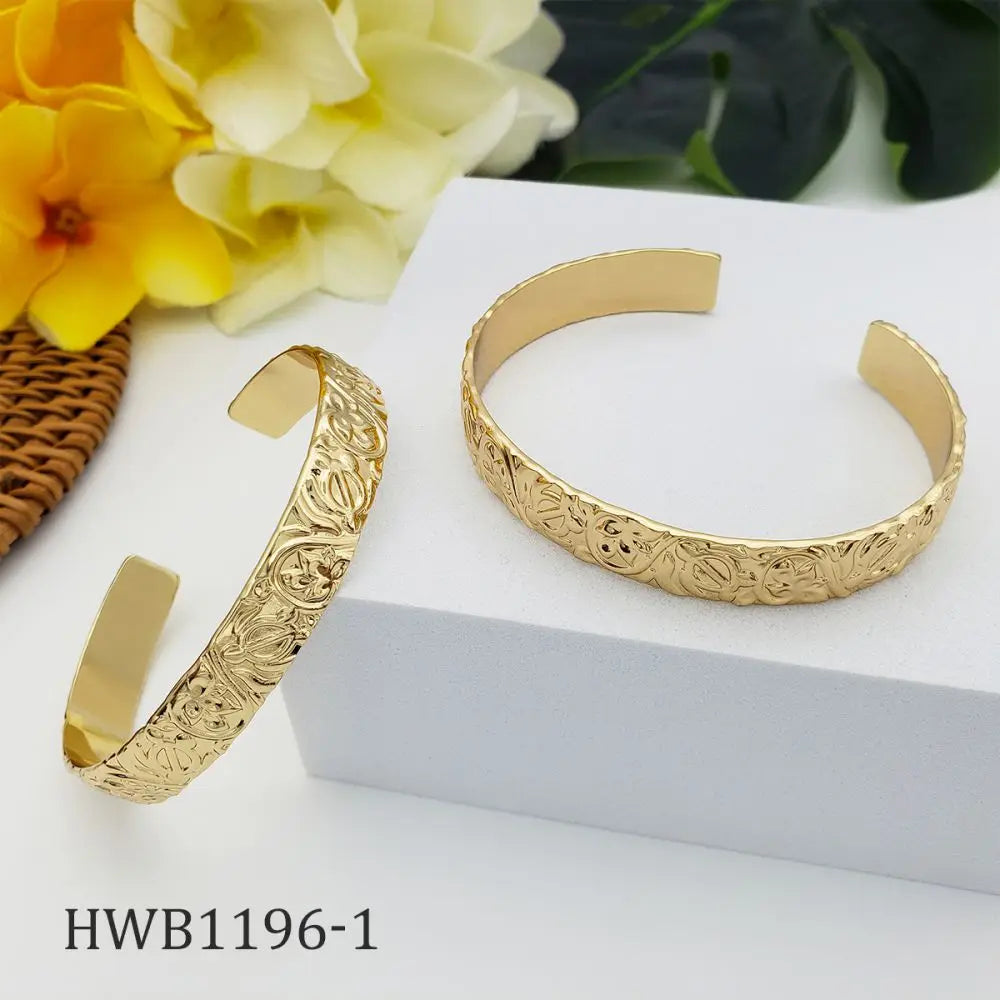 New Arrival Hawaiian Turtle Plumeira Flower Gold Cuff Bangle Bracelet