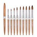 New Kolinsky Acrylic Nail Brush Custom Logo Aluminum Handle Crimped Round Pincel Original Nail Brush