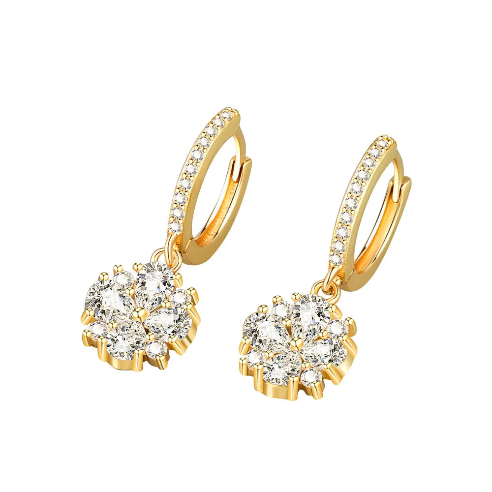 Chic Dainty New Cubic Zirconia Hoop Earrings for Women Small Pendant Earring Piercing Jewelry