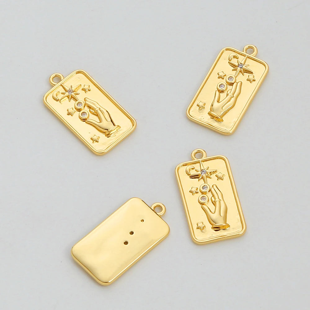 Star God's Hand Pendant for Jewelry Mkaing Necklace New Sun God Pendant Gold Plated Brass Zircon Pendant