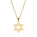 Jewish Star Charm Necklaces Stainless Steel Gold Plated Religious Star of David Pendant Necklace