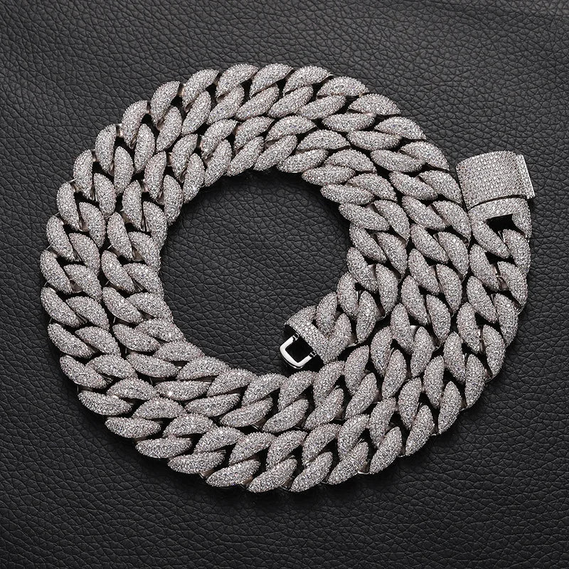 15mm New Arrival Hot Sale High Quality Hip Hop Necklace 5-row Diamond Full Zircon  Cuban Chain Women Mens Necklaces