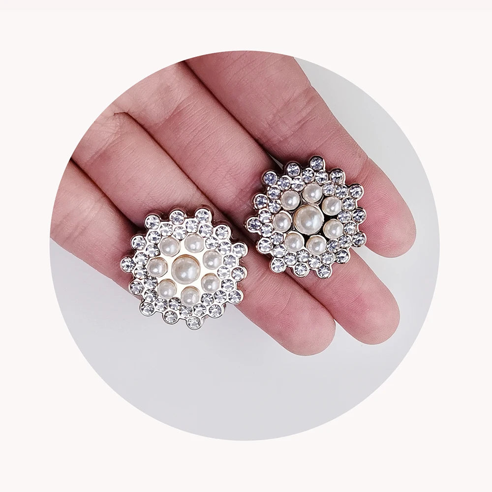 Bulk 100Pcs Pearl Rhinestone Crystal Embellishments Decoration Flatback DIY Craft for Flower Headband Dress Accessory DIY