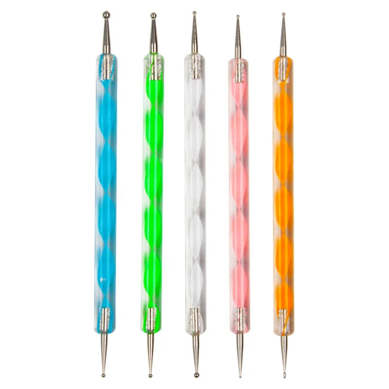 5pcs Nail Art Dotting Pen Tool for Nails Designs Dual-ended Drawing Painting Rhinestones Nail Art Tip Dot Paint Manicure Kit