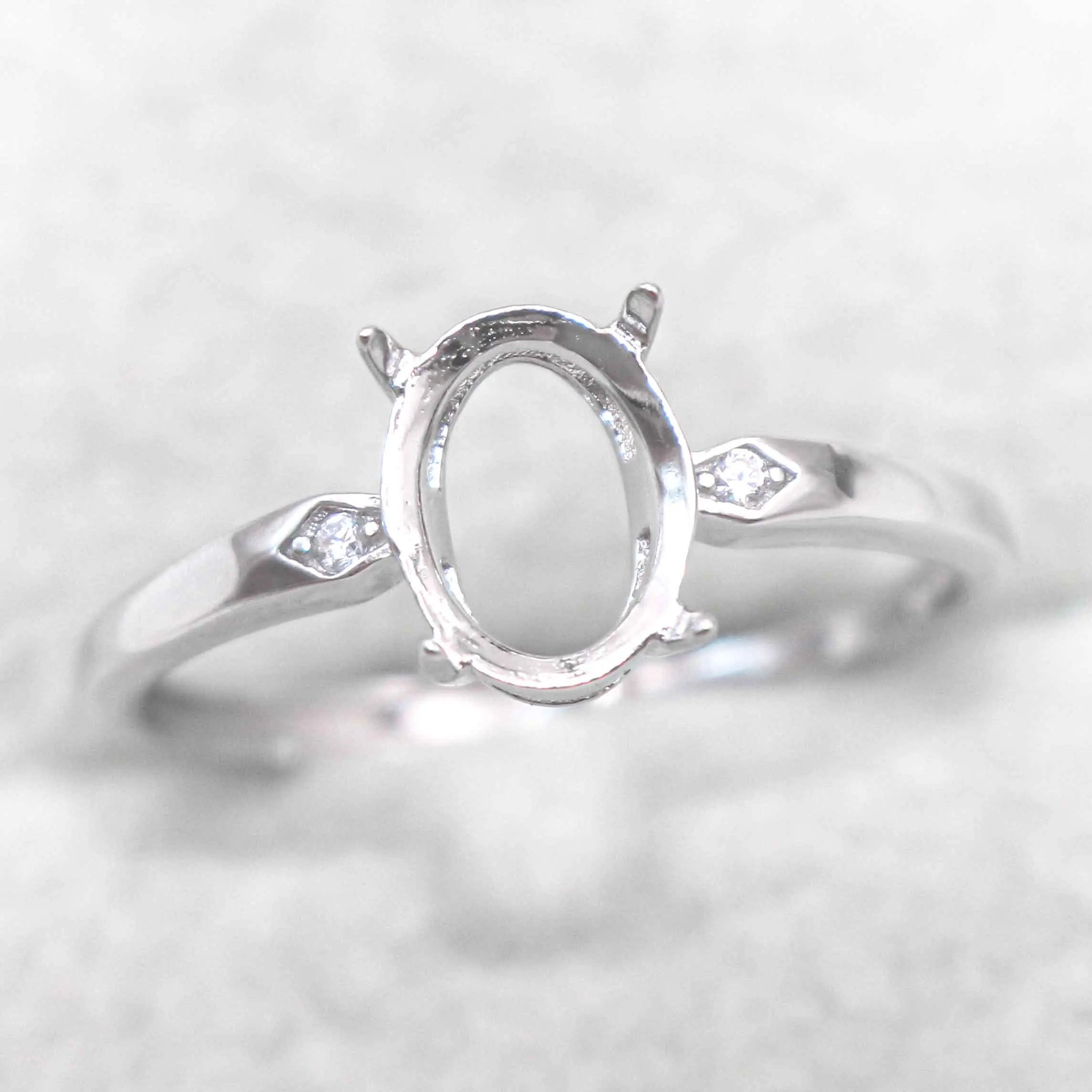 Sterling Silver 5*7/6*8/7*9/8*10/9*11/10*12mm Semi Mount Ring Empty Blank Support S925 Base Without Center Stone for DIY Inlay