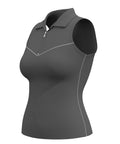 Soothfeel Women's Golf Polo Shirt Tank Tops 1/4 Zipper O-Neck Collar Woven Breathable Athletic Tennis Shirts