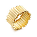 Smooth Chunky Bracelet with Irregular Grooves Fashion Gold Opening Cuff for Women and Men