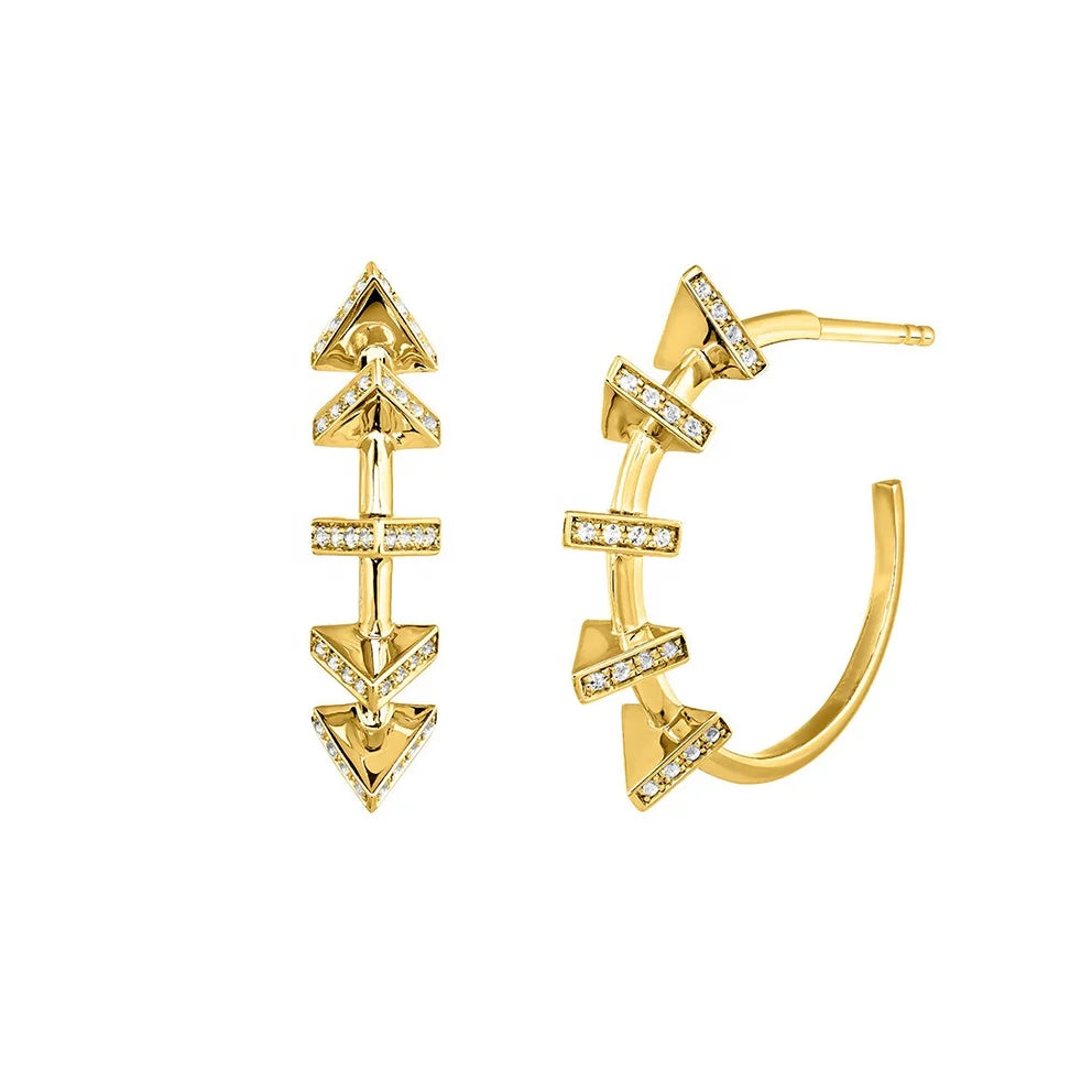 LOZRUNVE 925 Sterling Silver Fashion 18k Gold Vermeil Luxury Jewelry Pave Triangle Hoop Earing