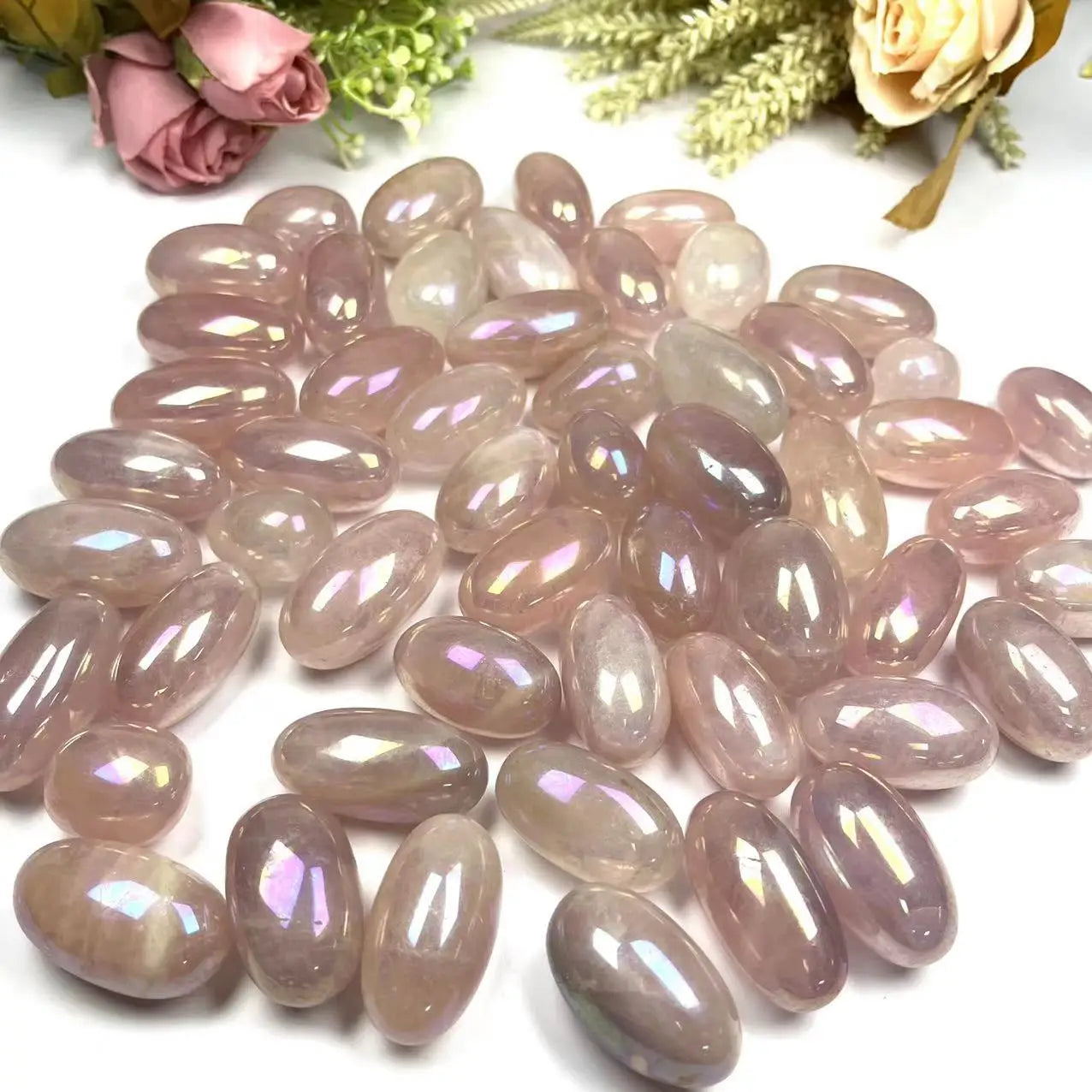 Polished Gemstone Gravel Natural Drak Pink Tumble Ston Angel Aura Rose Quartz for Fengshui Decoration