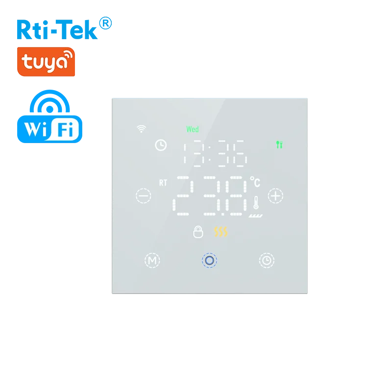 Rti-Tek WiFi Smart Touch Screen Thermostat 16A Programmable Electric Heating Unit 110-230V 2-Year Warranty Apartment Use Easy