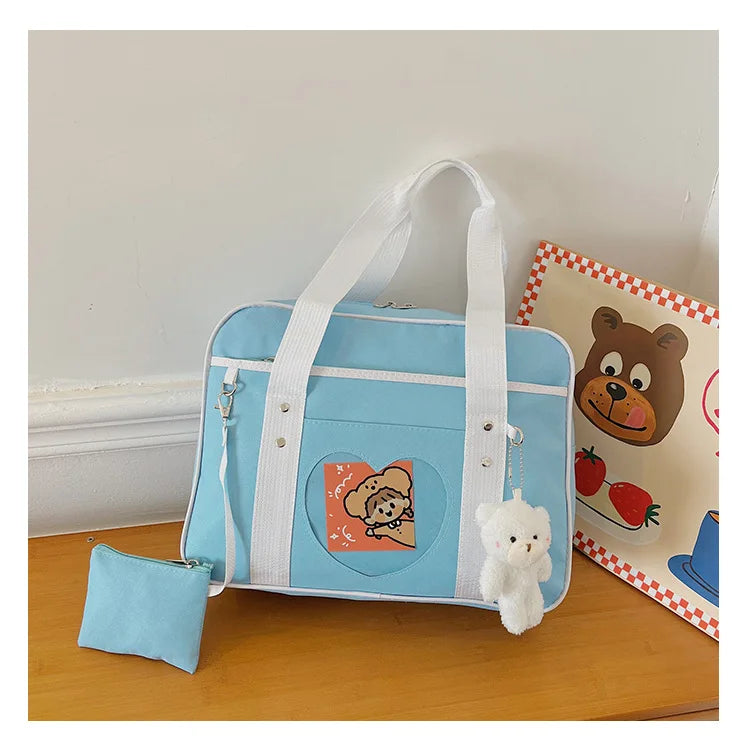 Factory Price Creative Portable Travel Bag love Transparent Ita Bag Jk Uniform Casual Shoulder Luggage Bag