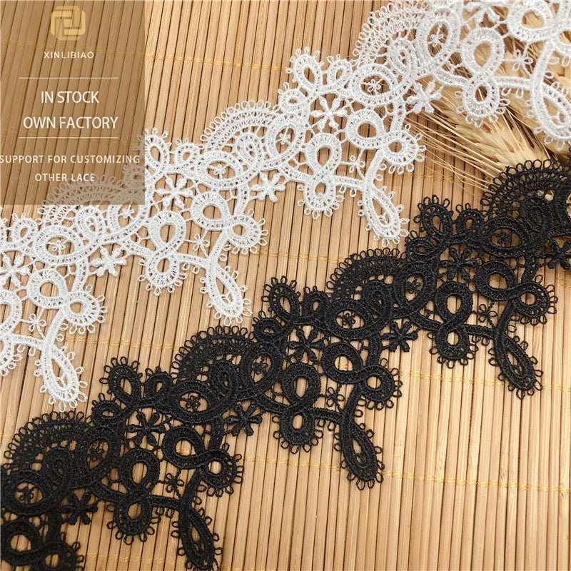 Off-the-Shelf Polyester Barcode Clothing Accessories Water Soluble Fine Thread Lace for Clothing Lace Decorations