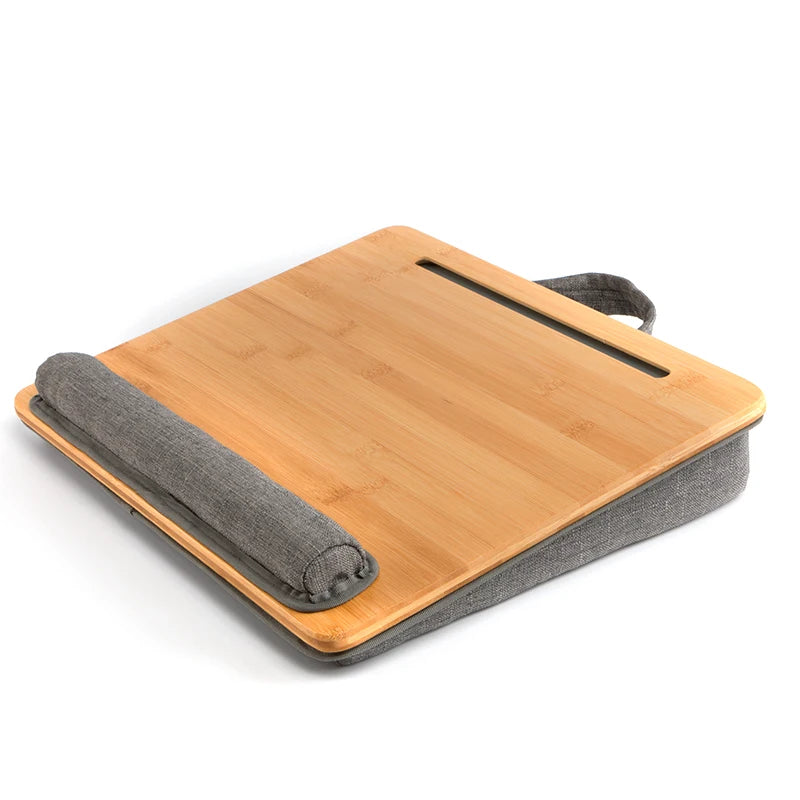 Bamboo Wooden Lap Tray Portable Bed Lap Laptop Desk Holder Study Knee Table Laptop Stand Computer Desk With Pillow Cushion